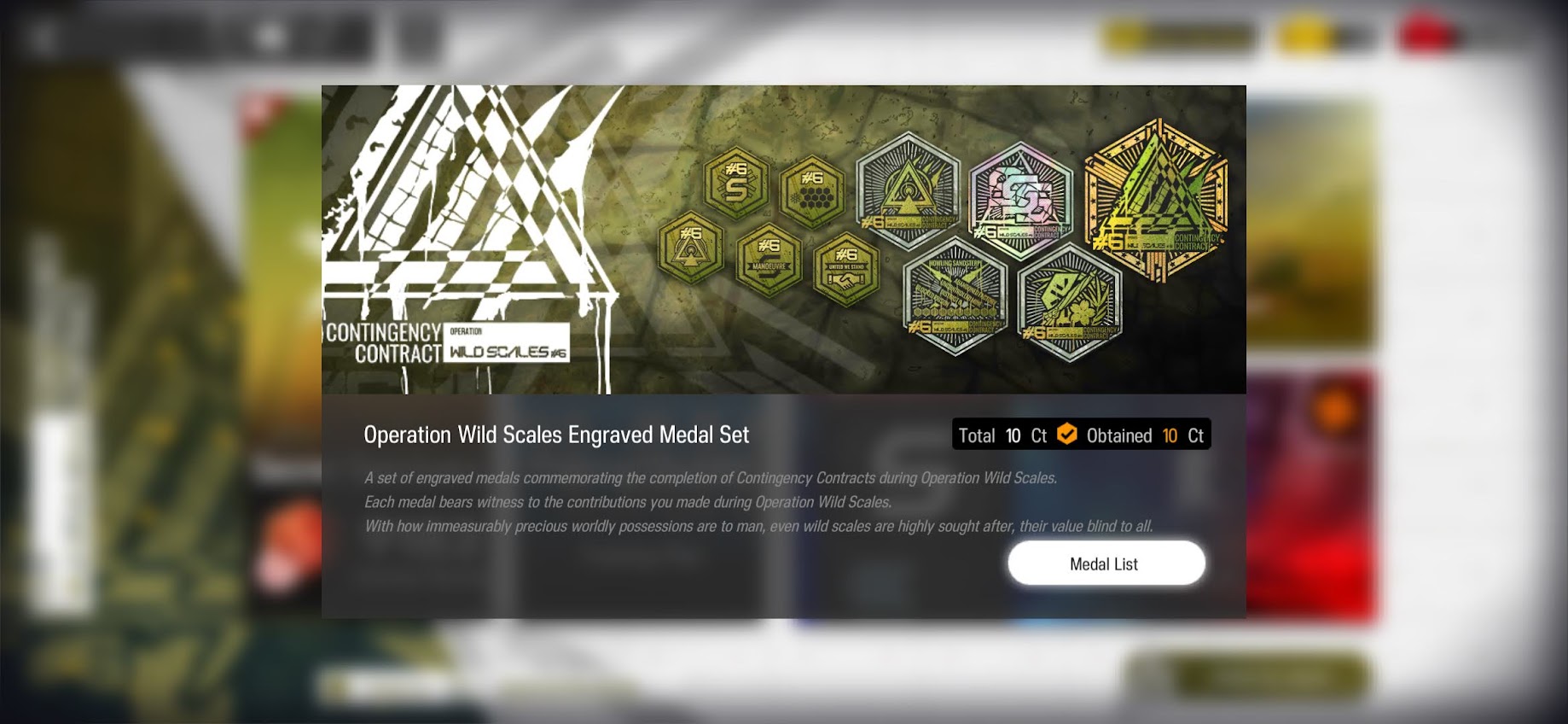Operation Wild Scales Engraved Medal Set